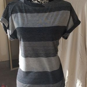 Lemontart Women's Knit top Black/Grey Striped